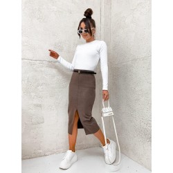 SPÓDNICA MIDI Z EKO-ZAMSZU...