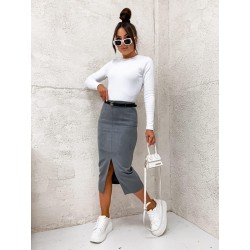 SPÓDNICA MIDI Z EKO-ZAMSZU...