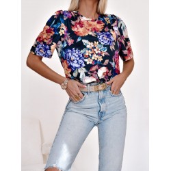 BLUZKA FLOWERS CZARNA