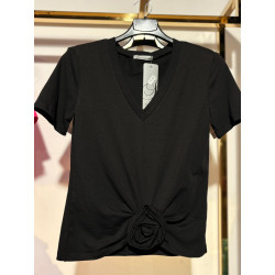 T-SHIRT Z RÓŻĄ CZARNY