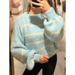 SWETR W PASKI NIEBIESKI