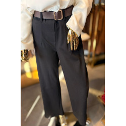 SPODNIE CZARNE PASEK