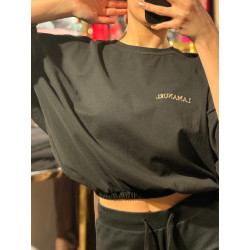 T-SHIRT LAMANUEL Z GUMĄ CZARNY